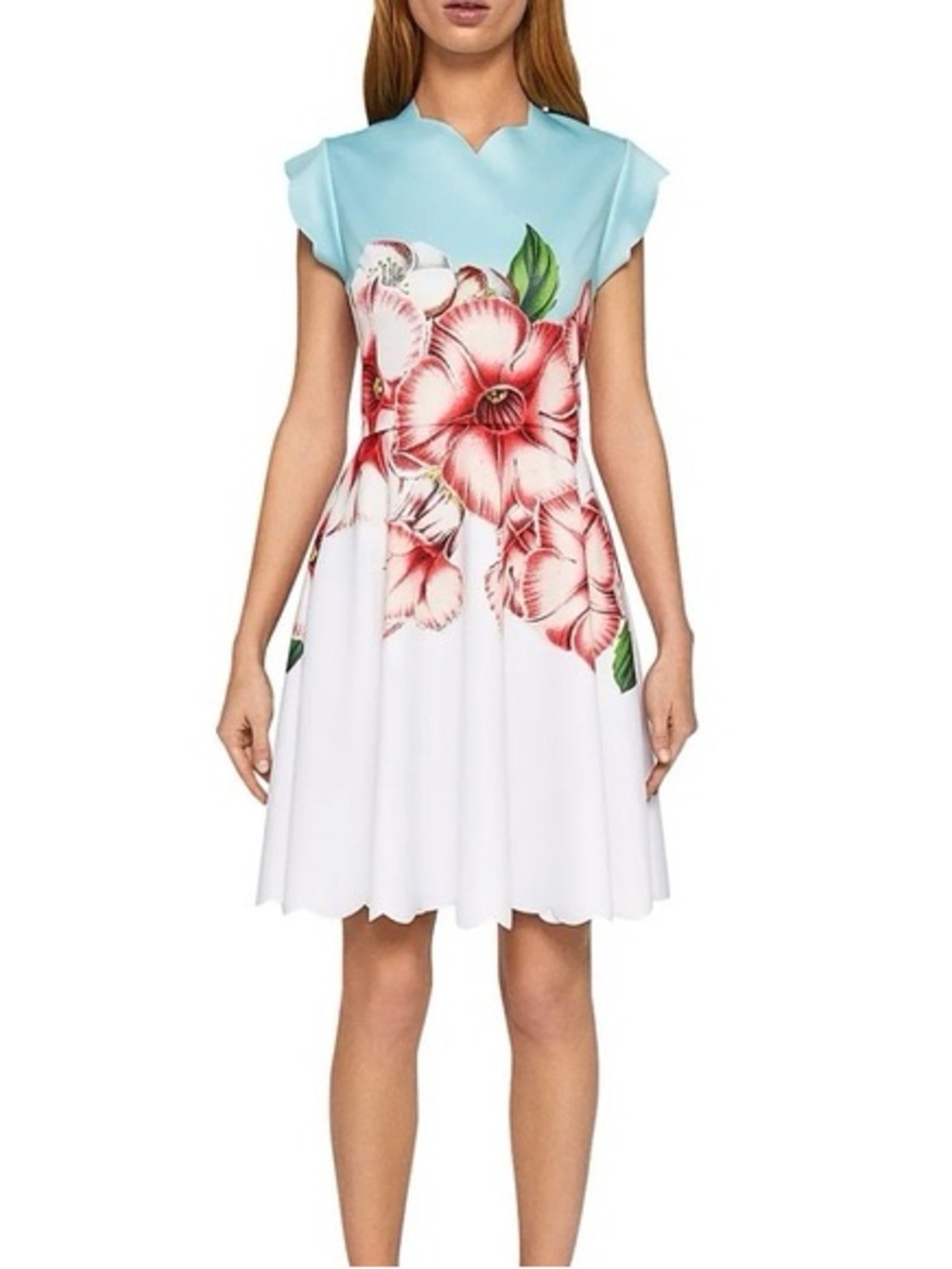 Ted Baker ‘Maevea’ Nectar Floral Scalloped Skater Dress